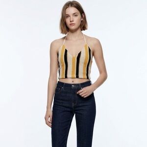 New Zara Stripped knit Crop Top